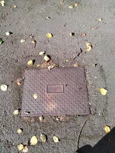 manhole covers on the drains